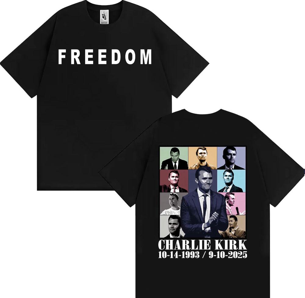 Justice for Charlie Kirk Memorial Freedom Tshirt Unisexs Clothing Fashion High Street Trend T Shirts Cotton Comfort Casual Tshirt
