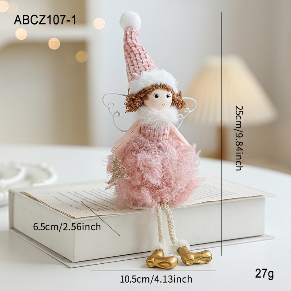 Desktop Ornament Angel Girl Figurine Sitting Posture Fairy Elf Figurine Plush Doll Festive Gift