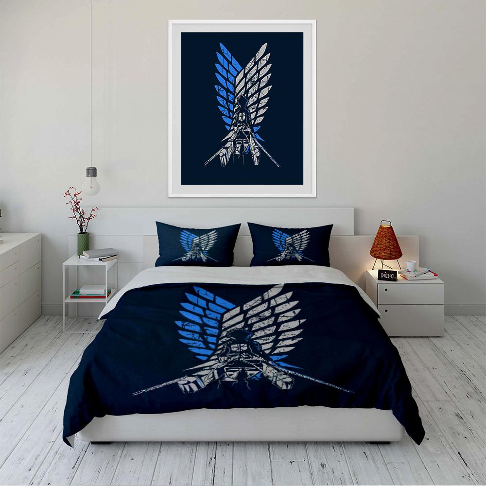 Anime-Inspired Wing Design Bedding Set Bedding set (1 duvet cover, 2 pillowcases, duvet not included)