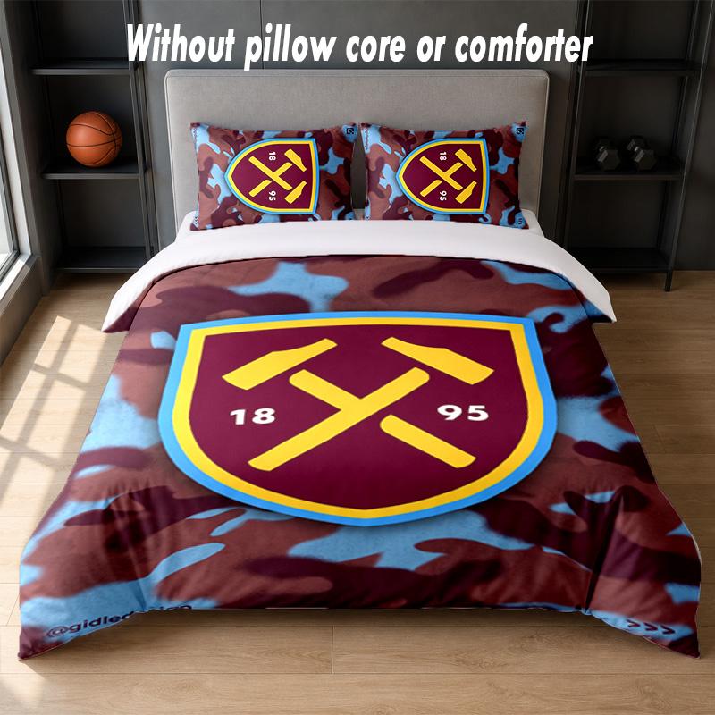 Футбольный Дизайн West Ham United Комплект Постельного Белья 1 Пододеяльник + 2 Наволочки Мягкое Дышащее Домашнее Постельное Белье