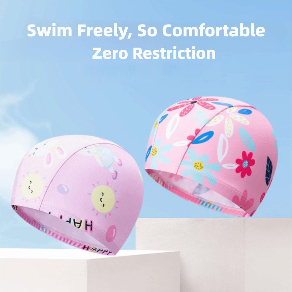 High Elasticity Swimming Hat Cartoon Print Kids Swim Cap Comfortable Swim Cap Girls