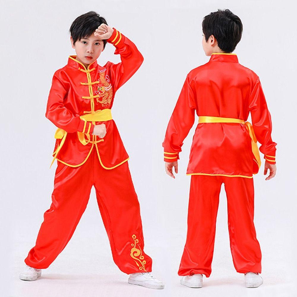 Traditional Wushu Costume Long Sleeves Tai Chi Uniform Fashion Kungfu Uniform Kids Boys Girls