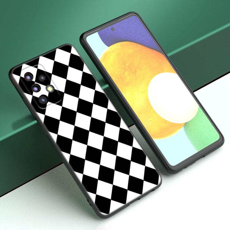 Черный белый клетчатый чехол Zebra для Samsung A04 A21 A30 A50 A52 S A13 A14 A22 A23 A32 A53 A73 5G A11 A12 A31 A33 A51 A70 A71 A72