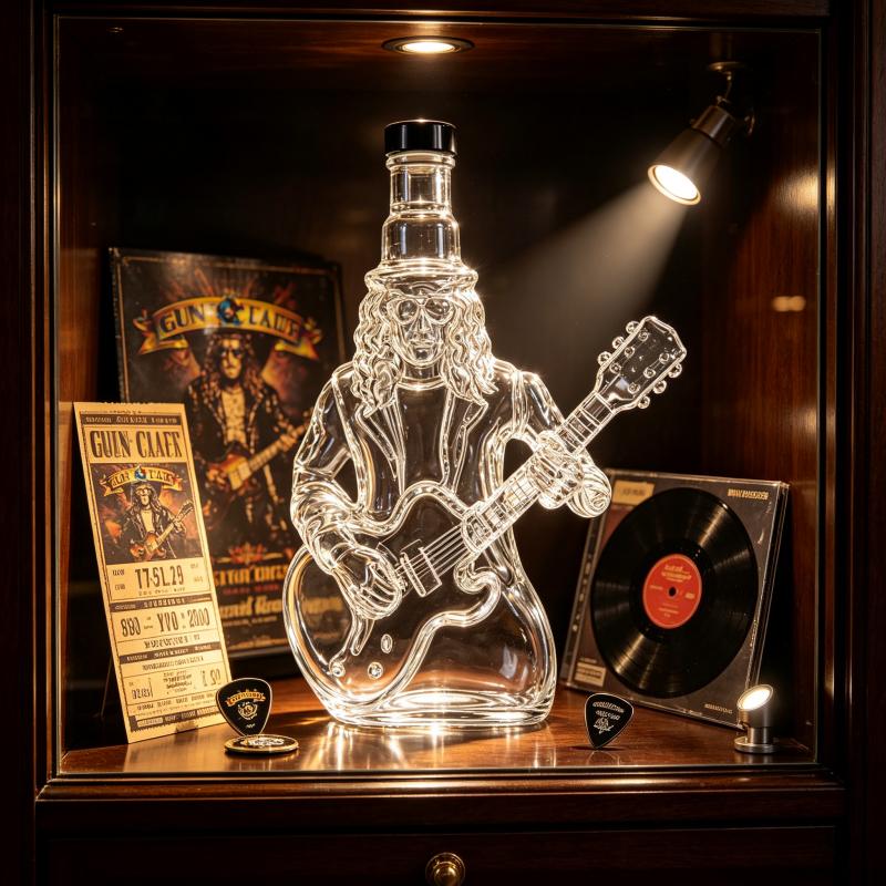 Guns N’ Roses Rock Guitarist Decanter Slash Inspired Glass Whiskey Bottle Music Collectible Bar Decoration Gift for Men