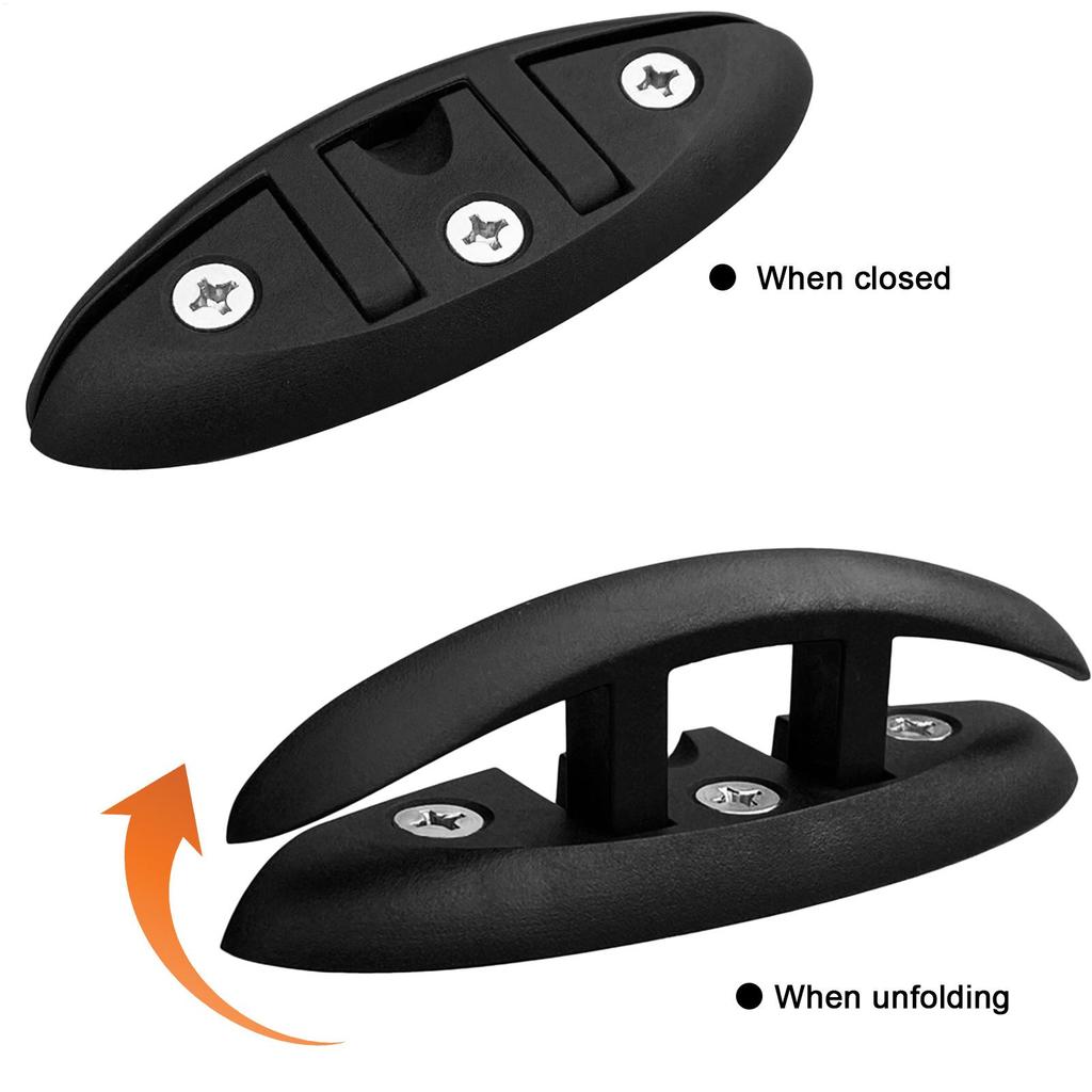 Black Folding Pull Up Cleat Boat Flipped Up Dock Cleat Marine Folding Dock Cleat Marine Grade Nylon