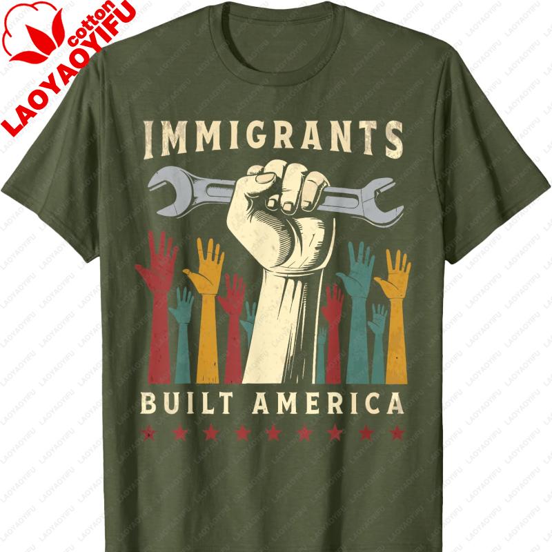 Vintage Immigrant Strength USA Pride TShirt Graphic T Shirts Gothic Aesthetic Clothes Oversized T Shirt Y2k Top Women Clothing