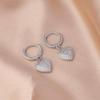 Silver Needle Zircon Heart Hoop Earrings - Luxury Dangle Jewelry for Women