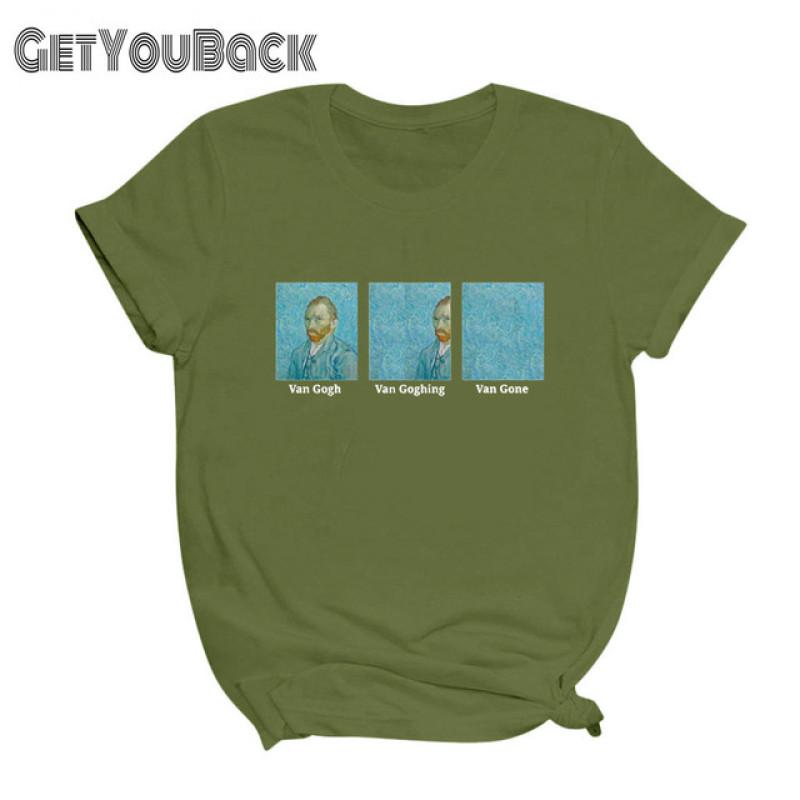 Ван Гог Van Goghing Van Gone забавная черная женская футболка с круглым вырезом для девочек Harajuku 90-х годов футболка женская одежда, Прямая поставка