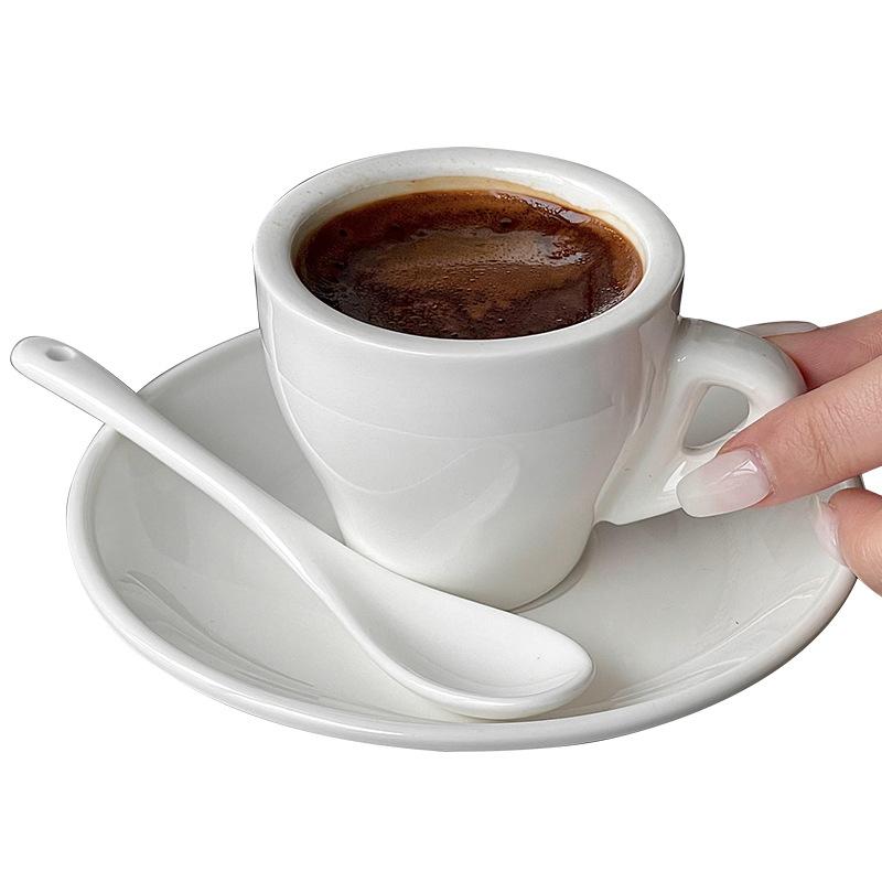 75 мл белая керамическая чашка для эспрессо с ложкой-лопаткой кофейная чашка в американском итальянском европейском стиле кружка для сгущенного молока посуда для напитков