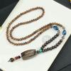 Festival Ethnic Jewelry Party Handmade Mala Wood Bead Horn Fish Pendant Buddhist Nepal Necklace