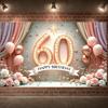 Баннер для празднования дня рождения Тема 60-летия Счастливого 60-летия Баннер с блестящими украшениями Для домашней вечеринки Фотосессии
