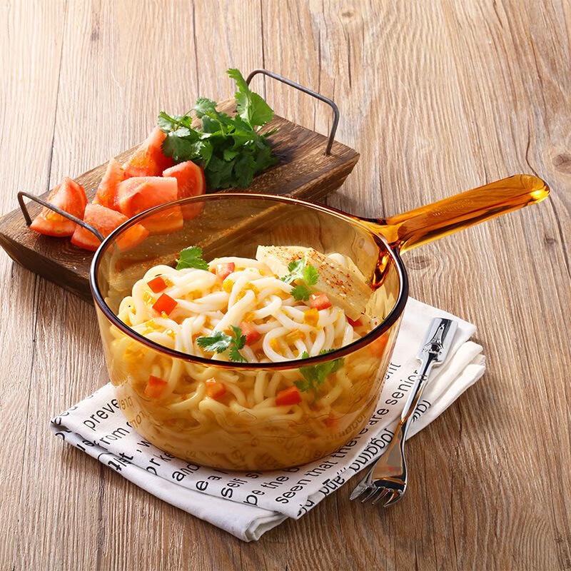 Corning VISIONS Amber Transparent Glass Pot