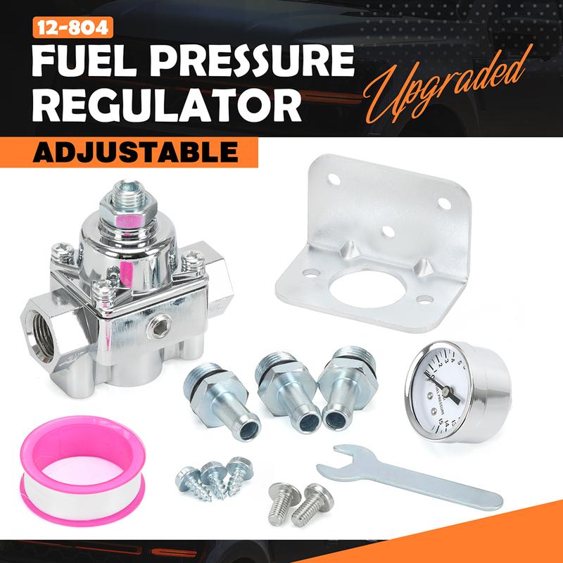 12-804 & 12-803 Upgrade Adjustable Fuel Pressure Regulator, w/ Gauge Replacement for Holley & Edelbrock carburetors