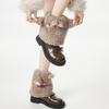 Spicy Girls Bow Foot Cover JK Plush Boots Cover Cute Sheep Ear Leg Warmers  Fall Winter