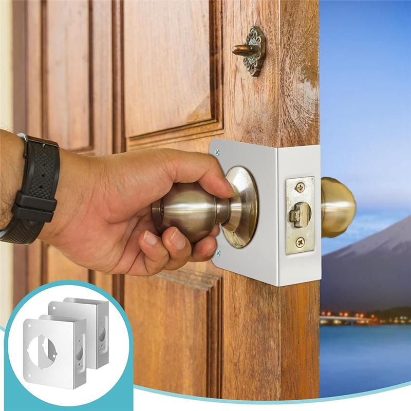 ABJI-Door Reinforcement Plate Locking 2-1/8 Inch Single Hole 2-3/8 Inch Back Plate Hole Door Reinforcement Repair Home