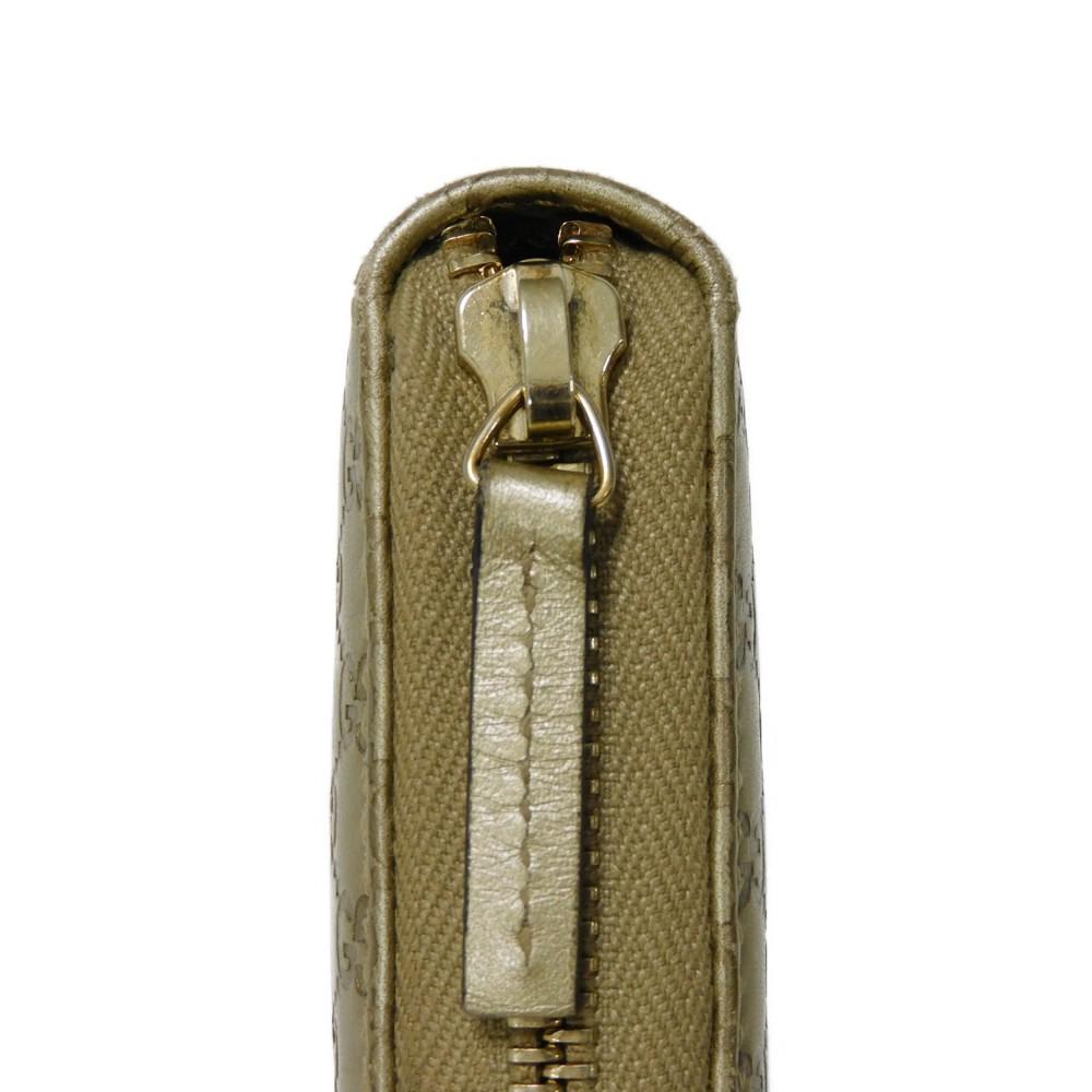 Used Guccissima Ribbon Zip-Around Wallet (9539) 388680 7940 Zip Around Micro GG Ribbon Champagne Gold Women's from