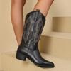 Ретро толстые каблуки ковбойские сапоги женские вышитые остроносые ковбойские сапоги до колена женские ковбойские сапоги больших размеров на квадратном каблуке