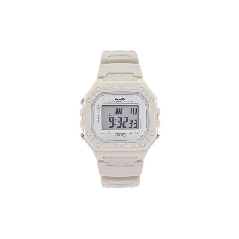 Casio Серия DIGITAL - квадратные модные трендовые спортивные 50 метров водонепроницаемые кварцевый механизм полимерный ремешок японские и корейские часы женские часы W-218HC-8AV