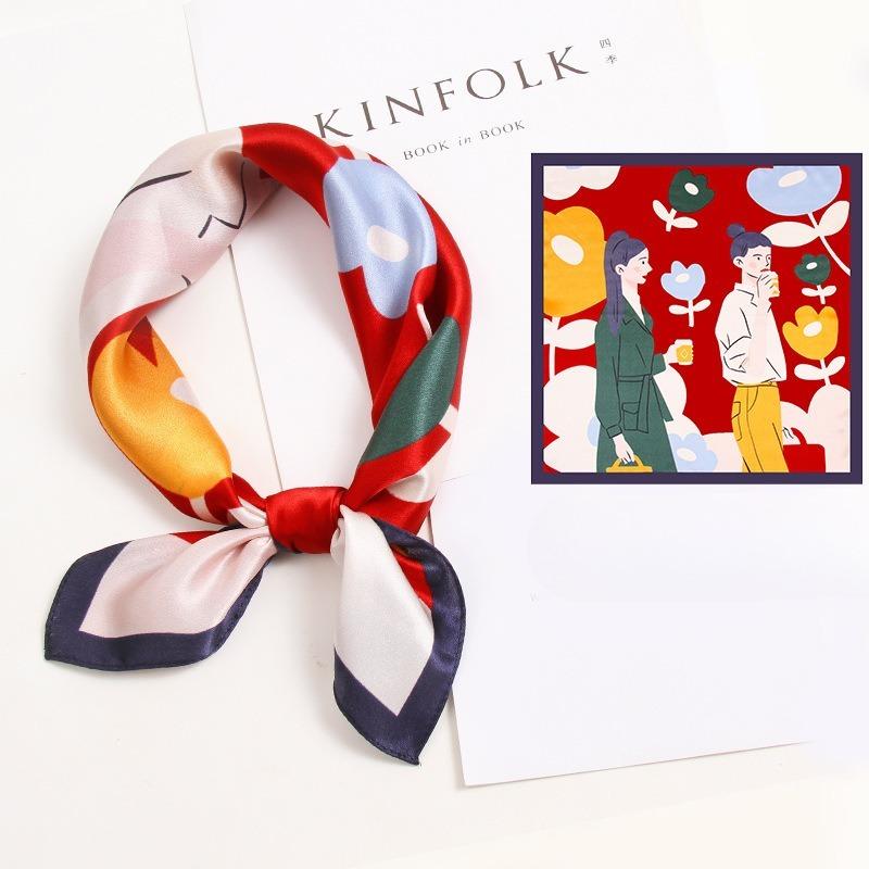 Silk Silk Small Square Scarf for Women Tying Hair Decoration