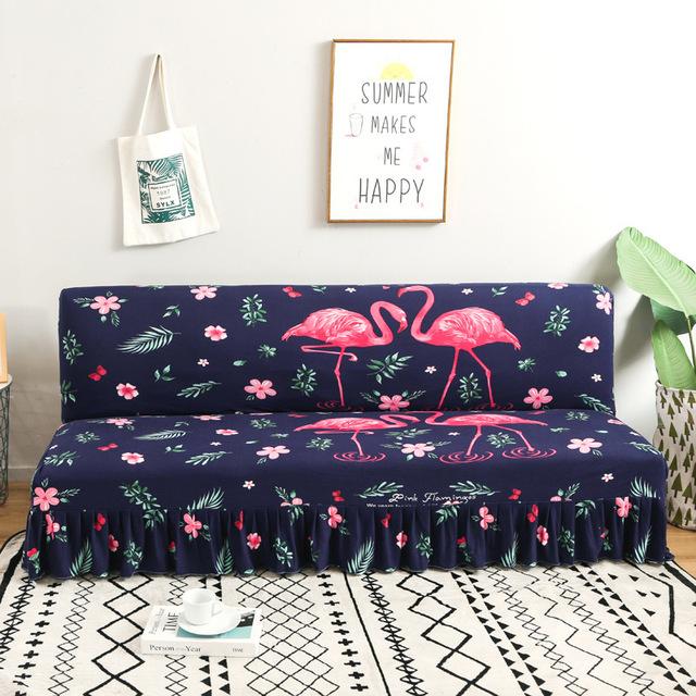 Чехол для дивана Modern Floral Series с юбкой по краю для складного дивана без подлокотника, всеобъемлющий эластичный защитный чехол