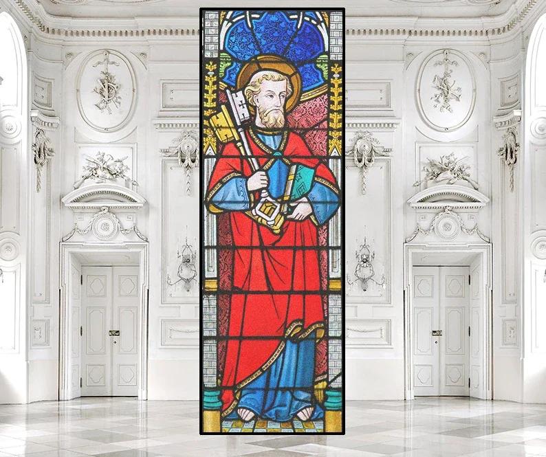 Пленка для конфиденциальности окон в церковном стиле, витражные наклейки на окна, статические цепляющиеся декоративные матовые оконные пленки, индивидуальный размер