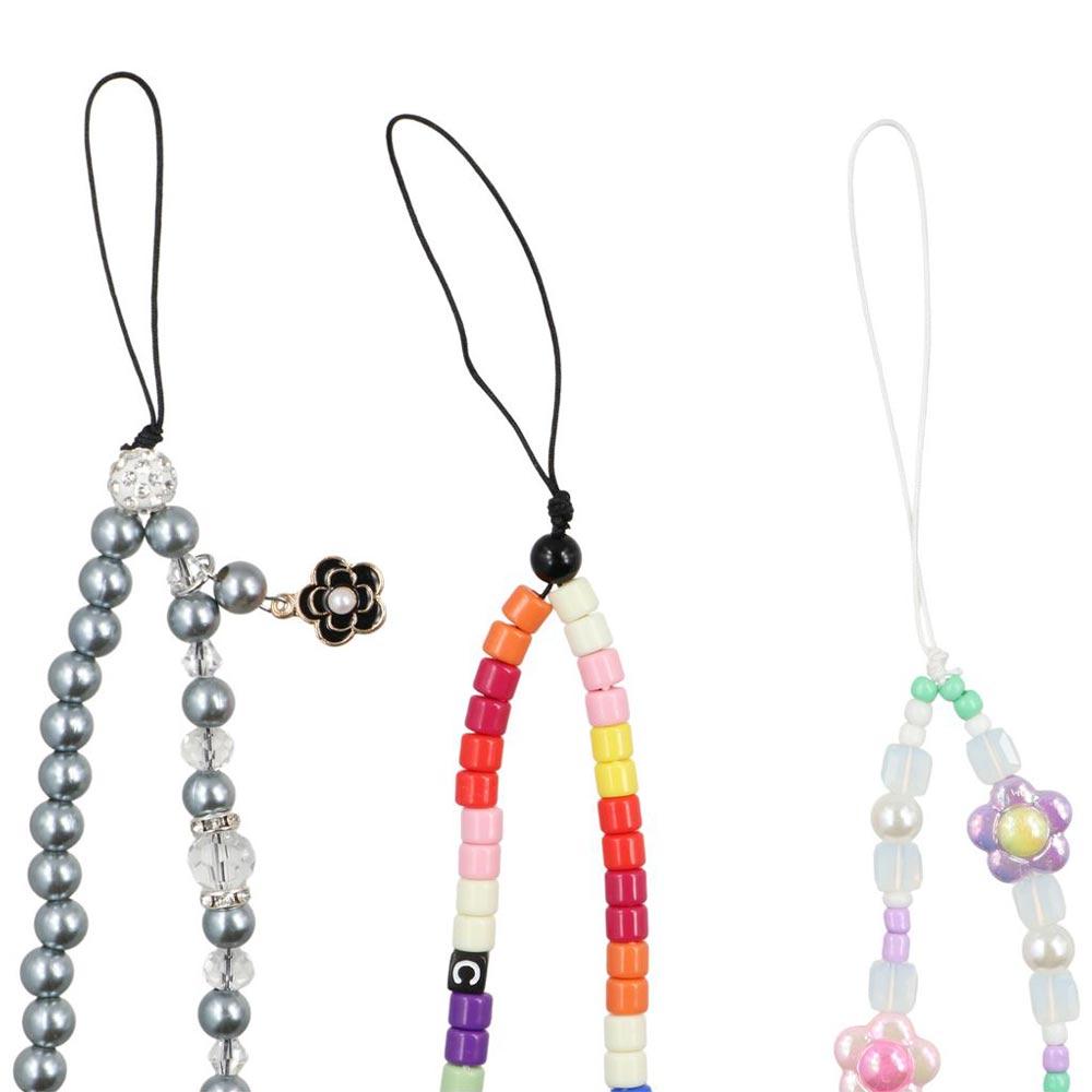 Ремешок на запястье из бусин, ручной работы, шарм для мобильного телефона, модная жемчужная цепочка для телефона, для девушек, женщин