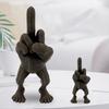2Pcs/Set Middle Finger Figure Statue Desktop Flip-off Hand Figurine with Legs Rebellious