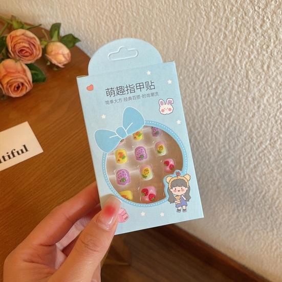 12 шт. детские накладные ногти Kawaii, самоклеящиеся накладные ногти, набор креативного маникюра для детей, украшения