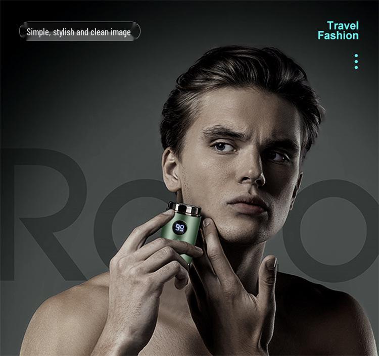 Компактная стальная мини-бритва: Электрический, Водонепроницаемый, Портативный с Цифровым Дисплеем - Идеальный Мужской Подарок.