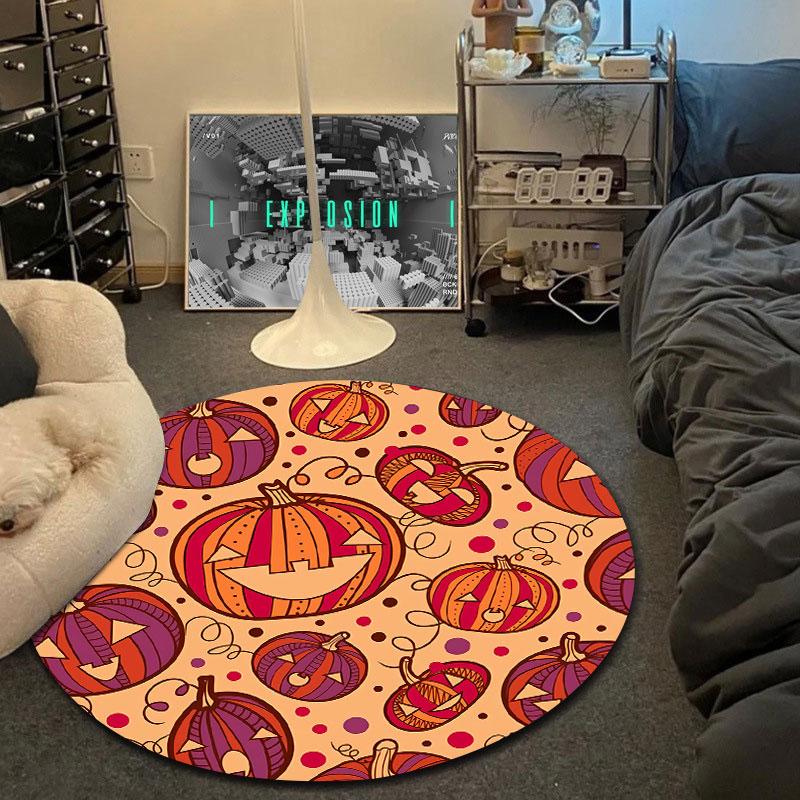Cozy Round Botanical Multicolor Accent Rug, Non-Slip Floor Mat for Family Room