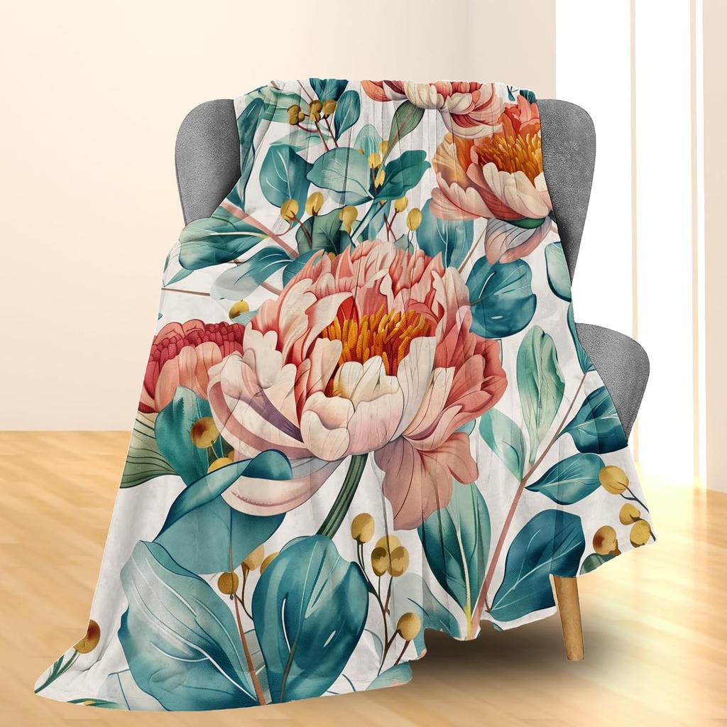 Vibrant floral blanket-soft, comfortable and lightweight flannel blanket for sofa, bed and travel home decoration, all seasons