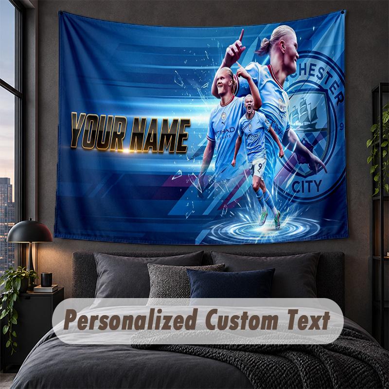 Custom Name Text Tapestry,Erling Haaland Decorative Wall Hanging, Background Tapestry For Home Bedroom