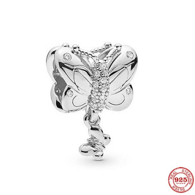 Butterfly Charm Bead Fit Bracelet 925 Sterling Silver DIY Women's Jewelry
