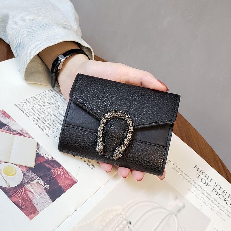 Сплошной цвет Wine God, женский кошелек, женский короткий тройной маленький кошелек, женский кошелек для монет, кошелек Диониса, сумка для карт, кожаный зажим