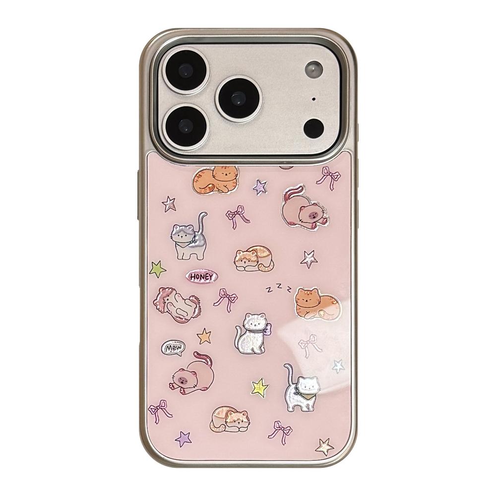 Очаровательный дизайн кошки с золотым покрытием, подходит для IPhone 17 Pro Max и IPhone 16, доступны различные модели