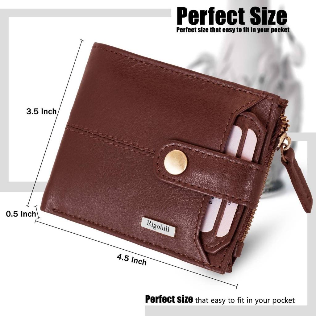 Мужской повседневный синий кошелек из натуральной кожи с RFID-меткой  (10 слотов для карт)