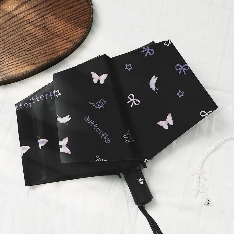Automatic Manual Folding Umbrella Sun Rain Protection UPF50 Black Coating Cartoon Design 8-Rib Lightweight Adult