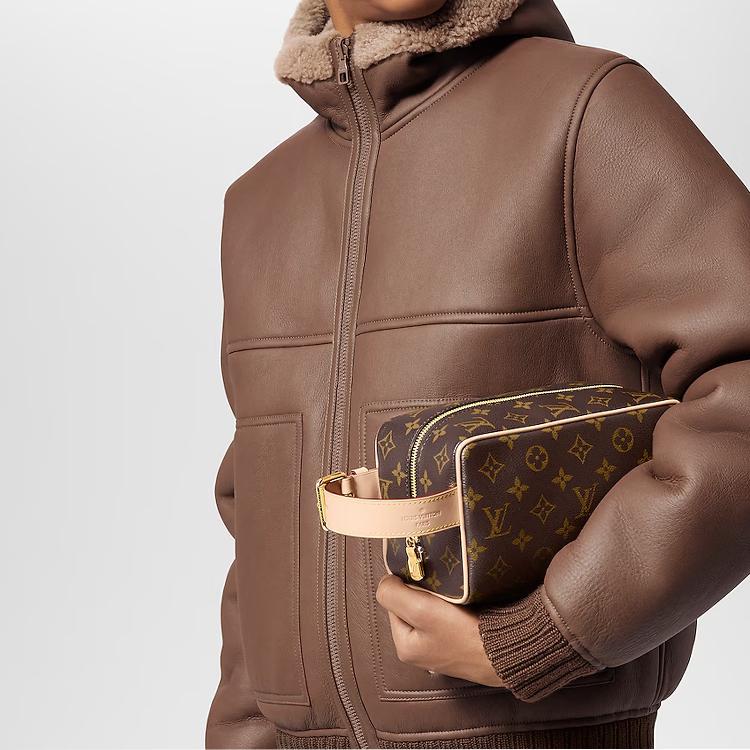 Louis Vuitton Косметичка Monogram Canvas с кожаной отделкой Женская косметичка Коричневый M83112