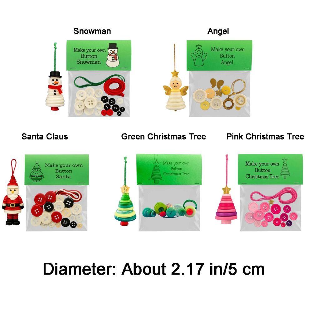 Handmade DIY Christmas Button Ornament Kit Santa Button Ornament Kit Christmas Trees