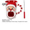 Christmas Exchange Present Santa Claus Ceramic Chocolate Fondue Mug with Forks, Melting Mug, Cheese Pot Tealight Candle Mini Simmer Cup for Party And