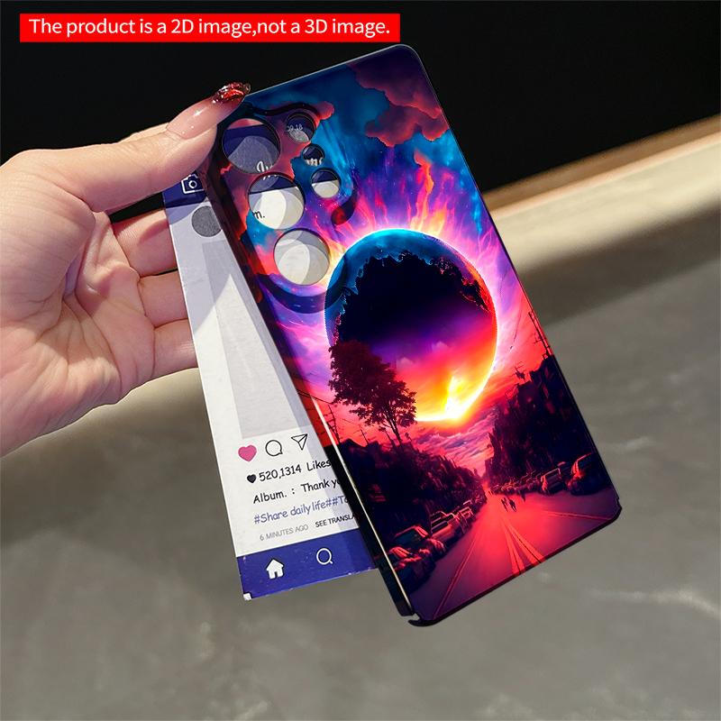 2DFlat Samsung phone case Cosmic Eclipse Street Scene Phone Case Applicable to Galaxy S23 S24 S25ULTRA S26 A12 A14 A15 A16 A54 A55
