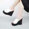 11cm Small Big Size 33-43 Fashion Comfortable Soft Leather Slippers Platform Shoes 2025 High Heels Wedges Slides Office Model