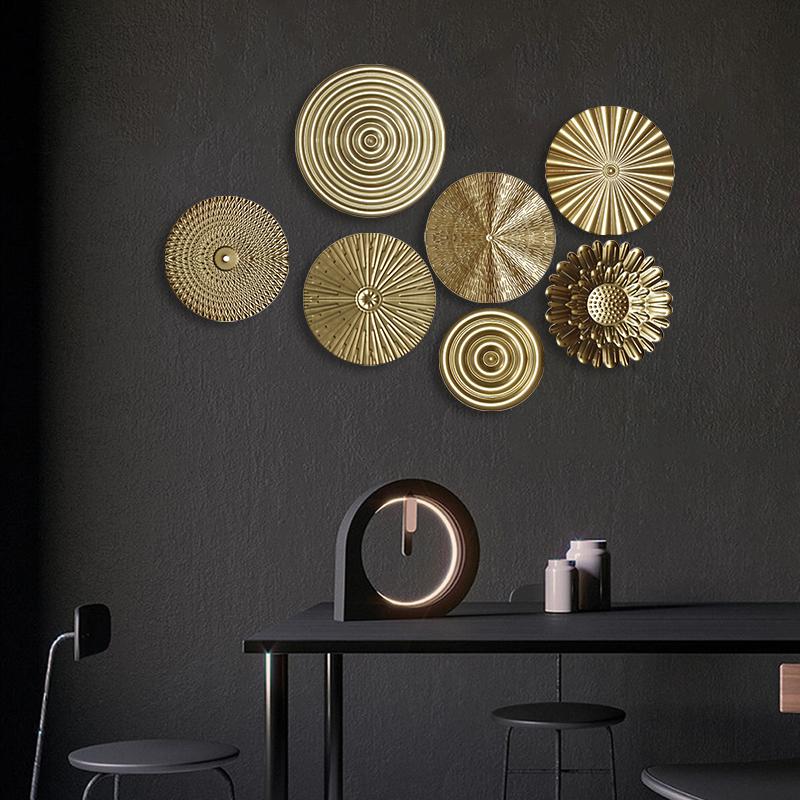 Домашний декор, круглые настенные подвески, круглые золотые настенные подвески из металла, нерегулярные настенные украшения для стен
