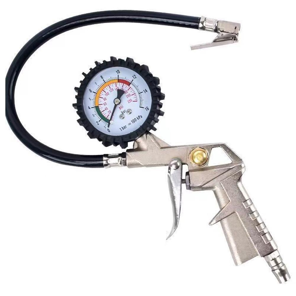 220 PSI / 16 Бар Многофункциональный инструмент для контроля давления в шинах автомобиля Манометр давления воздуха Подходит для воздушных компрессоров Накачивающих насадок для шин 1