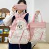 Three-Piece Backpack Set for Primary and Middle School Students Schoolbag Color Block Cartoon Backpack for Women Large Capacity Backpack