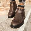 Chekich Мужская обувь, ботинки коричневого цвета, не кожаные застежки-липучки, удобная обувь для щиколотки зимнего сезона, эластичная лента, черная подошва, CH103