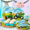 Товары для вечеринки на день рождения в стиле трактора, украшения на день рождения в стиле трактора, посуда, тарелки с трактором и баннер с трактором и т. д. Товары для вечеринки на день рождения в стиле трактора