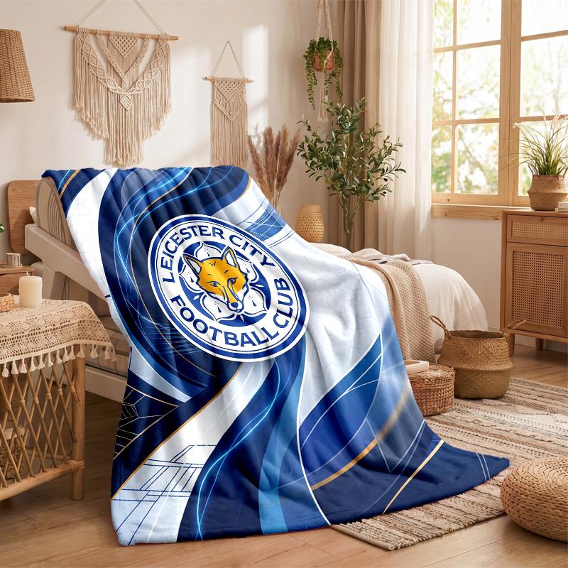 Leicester City Football Print Flannel Blanket Soft Warm Sofa Bed Throw Blanket For Home Office Bedroom