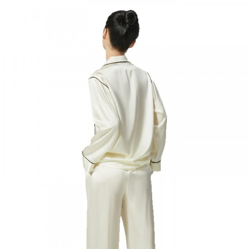 Womens 19MM Mulberry Silk Pajama Set 100% Long Sleeve Loungewear