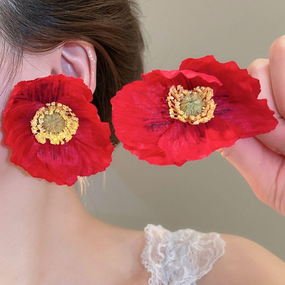 Элегантные серьги-цветы, преувеличенные крупные женские украшения, новые серьги-гвоздики в виде лепестков для женщин/девочек
